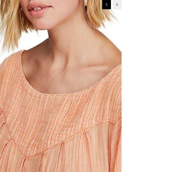 Free People‎ Tunic Top Orange Mystery Land Shirt Coral Size Small - Picture 3 of 11